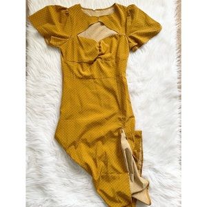 SHEIN Mustard Yellow Polka Dot Dress